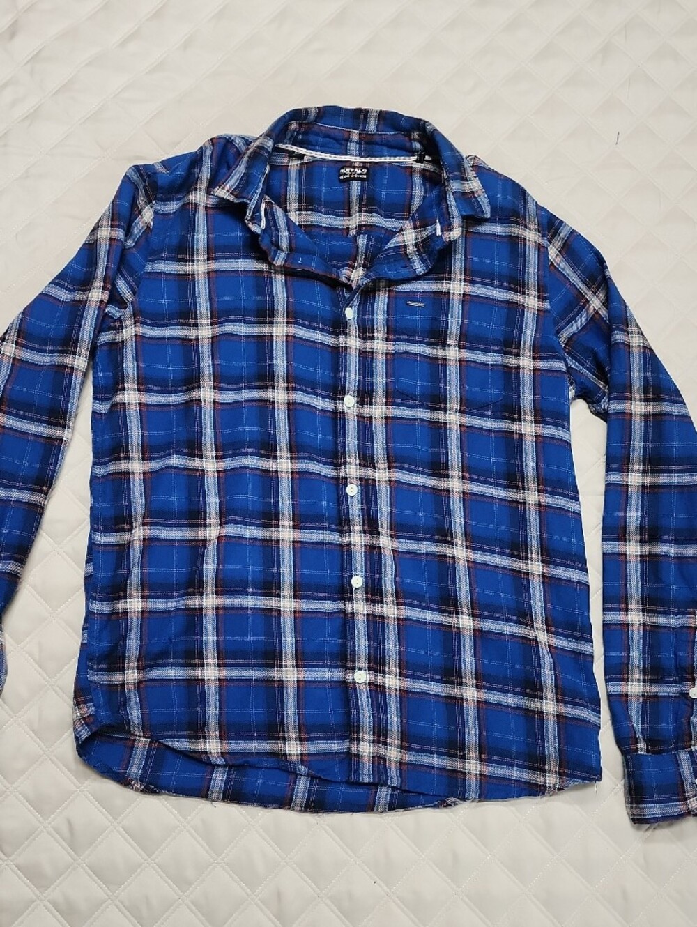 Buffalo David Bitton SATWIL Button Shirt Men's XL Long Sleeve Blue Plaid Flannel